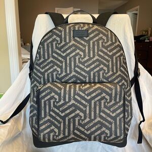 Gucci coated canvas and black leather backpack